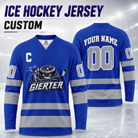 Maßgeschneidertes Eishockey-Trikot in Blau mit Personalisiertem Logo, Namen und Nummer, Atmungsaktive Schnelltrocknende Eishockey-Uniform für Männer, Frauen, Erwachsene, Jugendliche und Vereine