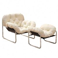 Fauteuil de salon moderne en tissu avec dossier réglable et structure en acier, idéal pour salon et coin détente