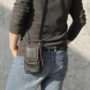 Bolso de Cintura Casual de <span class=keywords><strong>Cuero</strong></span> Genuino para <span class=keywords><strong>Hombre</strong></span>, Venta Directa de Temu, con Cierre de Cremallera, Ligero, Forma de Caja, Moderno, para Teléfono - Product Image 2