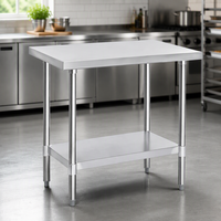 Mesa de Trabajo Comercial de Acero Inoxidable 304/201 con Estante para Horno de Pizza al Aire Libre, Cocina, Lavandería, Garaje