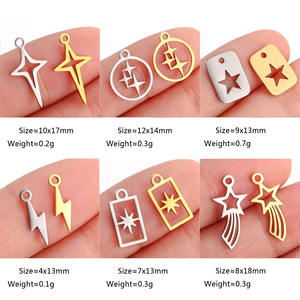 Dijes de acero inoxidable pulido espejo estrella Luna relámpago Starlight hexagrama colgantes hacer joyería collar pendientes suministros - Product Image 2