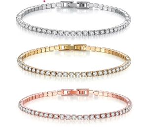 Fashion 18K Gold Plated Brass Lab Diamond CZ Tennis Chain Women <b>Bracelet</b> Cubic Zirconia Jewelry <b>for</b> <b>Girls</b>& Ladies 2.5mm 3mm 4mm - Product Image 1