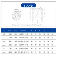 Prise de courant étanche IP44 standard européen, 3 broches, 16A, 110~250V, PA66, 3 prises AC, vente chaude