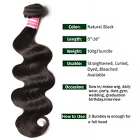 Extensions de cheveux humains lisses alignés sur les cuticules, Remy vietnamien 12A, non traités, noir naturel, vente en gros