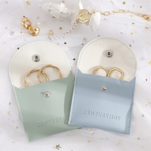 Bolsas de Joyería de Piel Sintética Verde al por Mayor con Botón, Bolsas de Piel Sintética para Pulseras y Anillos con Logotipo Impreso - Product Image 2
