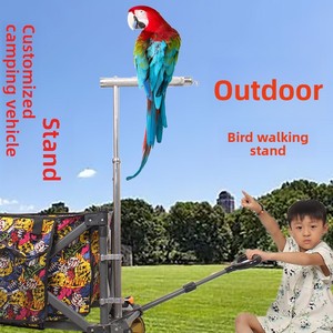 Support pour perroquet <span class=keywords><strong>en</strong></span> acier inoxydable pour l'extérieur, portable pour la promenade et <span class=keywords><strong>le</strong></span> <span class=keywords><strong>camping</strong></span>, compatible avec les chariots de transport pour animaux de compagnie - Product Image 1