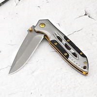 Couteau pliant Meiji 440C en acier avec manche en acier inoxydable et G10 pour la survie, le camping en plein air