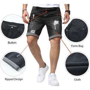 Pantalones cortos de mezclilla informales para hombre 2025, pantalones cortos de mezclilla rasgados desgastados lavados, con patrón de leopardo en 3D, cristal para hombre - Product Image 5