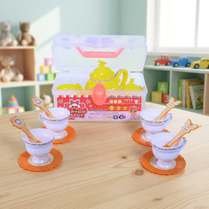 <b>Plastic</b> Kids <b>Tea</b> Party Play <b>Set</b> with Storage Box Kitchen Role Play Toy for Ages 5-7 - Product Image 3
