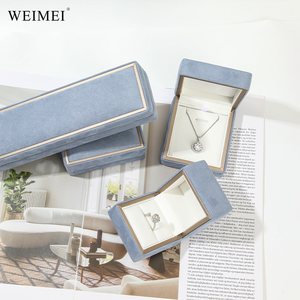 WEIMEI Wholesale Wedding Ring Jewelry Packaging Boxes Luxury Ring <b>Earring</b> Necklace velvet Jewelry <b>Box</b> - Product Image 5