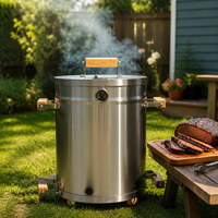 Barbecue vertical moderne d'extérieur en gros, fumoir en acier inoxydable 304, rôtissoire à gaz avec thermomètre, portable et étanche