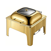 Goldener Edelstahl Elektrischer Speisenwärmer Buffet-Set Rechteckiger & Runder Chafing Dish für Hotels & Restaurants Küchengebrauch