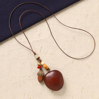 Nouveau collier de fleurs tissées à la main en plantes et fruits chinois, style ethnique chinois, longue chaîne pour pull, accessoire inspiré de la forêt