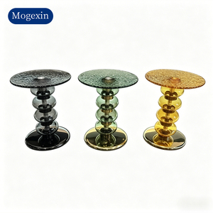 Modern Artistic Rippled Glass <b>Side</b> <b>Table</b> Stacked Bubble Glass Pillar Base Round End <b>Table</b> <b>for</b> Living Room <b>Sofa</b> <b>Side</b> - Product Image 6