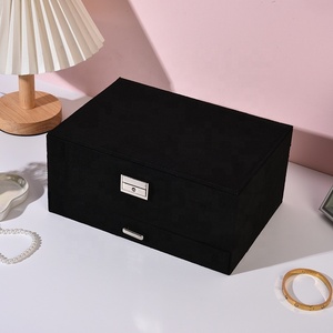 Organizzatore Multistrato per Gioielli da Donna, Porta Anelli e Collane in Velluto, Scatola Portaoggetti di <span class=keywords><strong>Grande</strong></span> Capacità con Serratura - Product Image 6