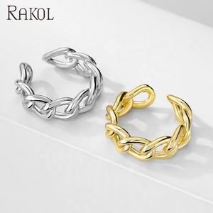 RAKOL RP2164 Ins Metal Estilo Ajustable Real Chapado En Oro Anillo Joyería - Product Image 4