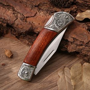 มีดพับด้ามไม้สลักโลโก้ตามสั่ง ของขวัญ DIY สลักเลเซอร์ EDC มีดพกพาสำหรับตั้งแคมป์ ล่าสัตว์ กิจกรรมกลางแจ้ง ขายส่ง - Product Image 2