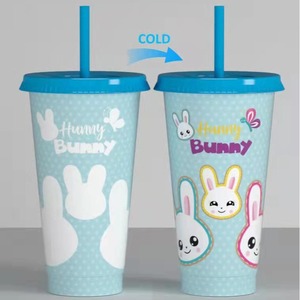 Drinking PP Custom Water Party Juice Color Changing Plastic Cup <strong>Easter</strong> <strong>Mug</strong> With Lids Straw - Product Image 4