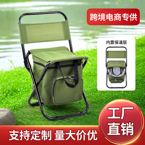 Portable <b>Folding</b> Camping <b>Stool</b> With Backrest And Cooler Bag Insulated Lightweight Outdoor Chair For Picnic Hiking - Product Image 4