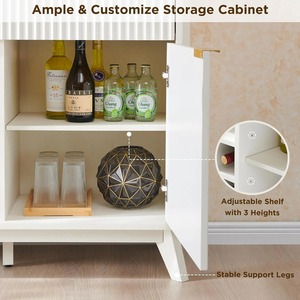 Mueble Bar Moderno Personalizado de Fábrica <span class=keywords><strong>con</strong></span> Diseño Acanalado para <span class=keywords><strong>Vino</strong></span> y Café, <span class=keywords><strong>con</strong></span> Cajones y Estantes Ajustables, Almacenamiento para Bar en Casa - Product Image 5