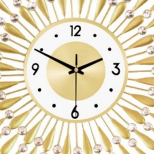 <b>Modern</b> Metal Crystal <b>Wall</b> <b>Clock</b> Silent Quartz Analog Round Hanging <b>Clock</b> for Living Room Home Decor - Product Image 3