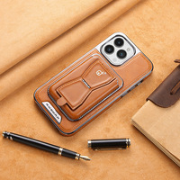 Étui de téléphone magnétique en cuir PU de haute qualité pour iPhone 16 15, porte-cartes, étui de téléphone professionnel en matériau PC