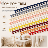 Bordure en dentelle à franges et pompons multicolores style ferme pour coussin, chemin de table, tapis