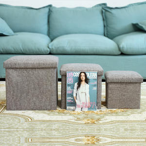 Taburete de Almacenamiento de Lino y Algodón, Rectangular, Gris, Plegable, Caja Organizadora para Zapatos, Solución de Almacenamiento para el Hogar, Tipo Vertical - Product Image 1