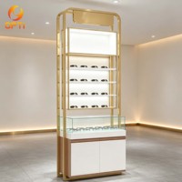 Présentoir de Luxe Personnalisé pour Lunettes, Vitrine Murale en Bois et Verre, Meuble d'Exposition Optique