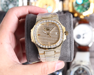 Montre mécanique haut de gamme Patek Philippe entièrement sertie de diamants, mouvement à remontage automatique, pour homme et femme - Product Image 1