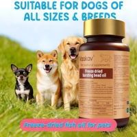 Comprimés de suppléments pour animaux de compagnie à base de krill et d'huile de poisson lyophilisés pour chiens et chats, pour la santé de la peau et du pelage, étiquette personnalisée sur bouteille, vente en gros