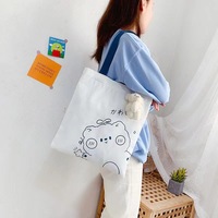 Tas Tote Besar Promosi untuk Perjalanan, Lucu, Cetak Logo Kustom, Ukuran Besar, Dapat Dicuci, Tahan Lama, Tas Belanja Kanvas Katun Polos