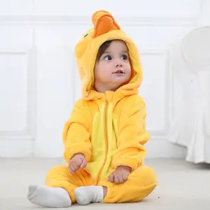 아기 플레이 슈트 플란넬 0-36M 동물 장난 꾸러기 겨울 점프 슈트 후드 따뜻한 어린이 잠옷