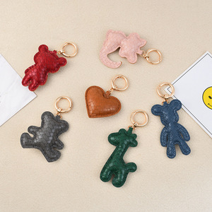 High Quality Woven PU Leather Keychain Cartoon Animal <b>Charm</b> Premium Metal Buckle Simple Versatile Bag Pendant Fashion Accessory - Product Image 3