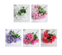 Bouquet réaliste à 5 têtes en soie artificielle Rhododendron fleur d'azalée pour mariage noël décor à la maison salon
