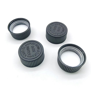 28mm Red Color CRC Child Resistant Cap 28/410 Black Double Wall Child Proof Screw Top <b>Bottle</b> Cap for Packaging - Product Image 3