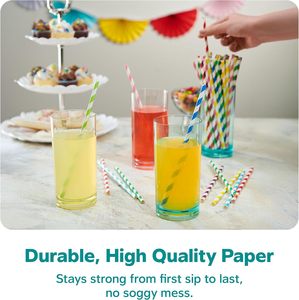 Pailles en papier rayées de qualité alimentaire 10 mm, bâtonnets en papier pour barbe à papa 300 mm pour anniversaires, mariages et fêtes - Product Image 3