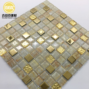 Mosaicos de Vidrio Dorado con Patrón Especial en Forma de <span class=keywords><strong>Mini</strong></span> Cuadrado para Decoración Interior de Vestíbulos de Hoteles, Penthouses, Galerías y Espacios Comerciales - Product Image 5