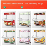 Carrito de Comida Comercial Plegable de Acero Inoxidable para Puesto de Venta Ambulante, Carrito Portátil Plegable para Aperitivos