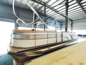 6.4m 21ft alüminyum lüks eğlence Tritoon yüzen aile parti göl yüzen bot satılık - Product Image 6