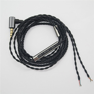 Zhongshan Zhen Sheng Diy Semi Finished Headphone <b>Cable</b> 4 Strand Twisted With <b>Mic</b> 3.5mm Plug Black Titanium Grey - Product Image 3