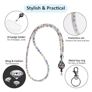 Amazonian fishing <b>net</b> with retractable pull buckle lanyard, double-sided card holder, name tag/ID card lanyard, white/color - Product Image 3