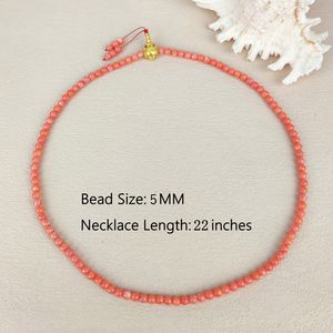 Novedades 2025 Collar Italiano Grande de Coral Auténtico con Piedras Preciosas Cuentas Redondas de 5MM de Coral Naranja y Borla Larga de 34'' - Product Image 5