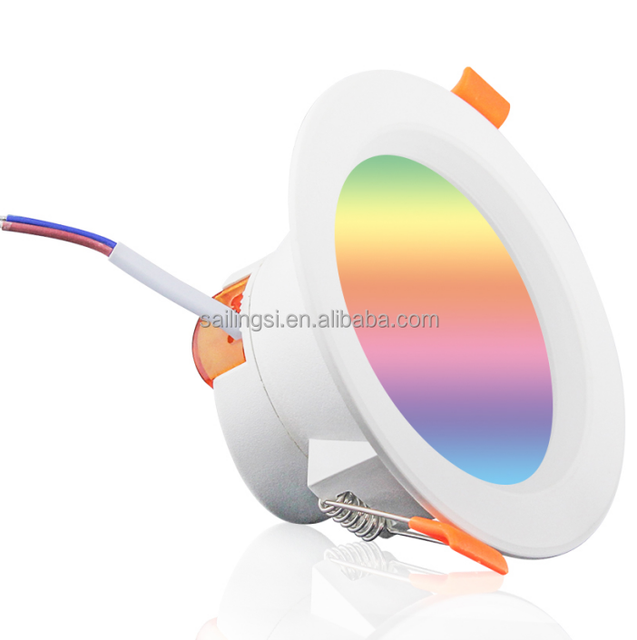 SLS WiFi Smart 7W RGB LED Downlight Spotlight Dimmable 2700K-6500K White Warm Color Alexa Compatible OLED Display for Home Hotel