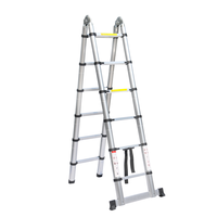 Nouvelle échelle télescopique double face en aluminium EN 131-6 de 3,8 m avec charnière en acier, escabeau escamotable pour grenier