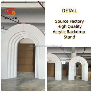 ฉากหลังงานแต่งงานทันสมัยแบบเรียบหรู ผนังอะคริลิคสีขาวทรงสี่เหลี่ยม ทนทาน หรูหรา - Product Image 4