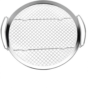 Colador de malla metálica perforada con orificios redondos y asas, filtro sólido - Product Image 1