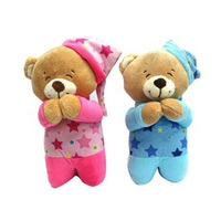 Ours en peluche rose et bleu avec boîte à musique et fonction d'enregistrement personnalisable pour jouets et poupées