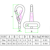 Accessoires pour sacs, fournitures pour chiens, quincaillerie, mousqueton à gâchette en métal, fermoir, mousqueton carré fixe en acier inoxydable 304 316