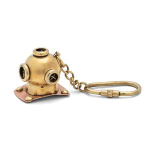 LLavero de latón para casco de buceo náutico marino en caja de madera - Product Image 2